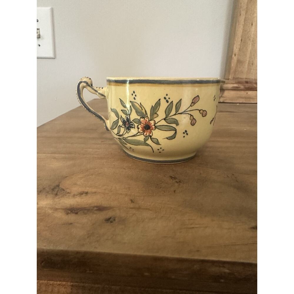 Vintage French Kenilworth QUIMPER Soleil Yellow Floral Tea Cup 2.5”T